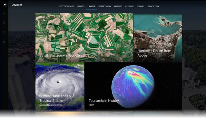 Карточка Voyager в Google Earth с информацией о тропических штормах