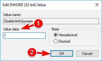 Значение DisableAntiSpyware