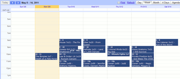 Пример отображения эпизодов в Google Календаре после подписки