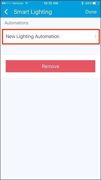 Скриншот кнопки New Lighting Automation
