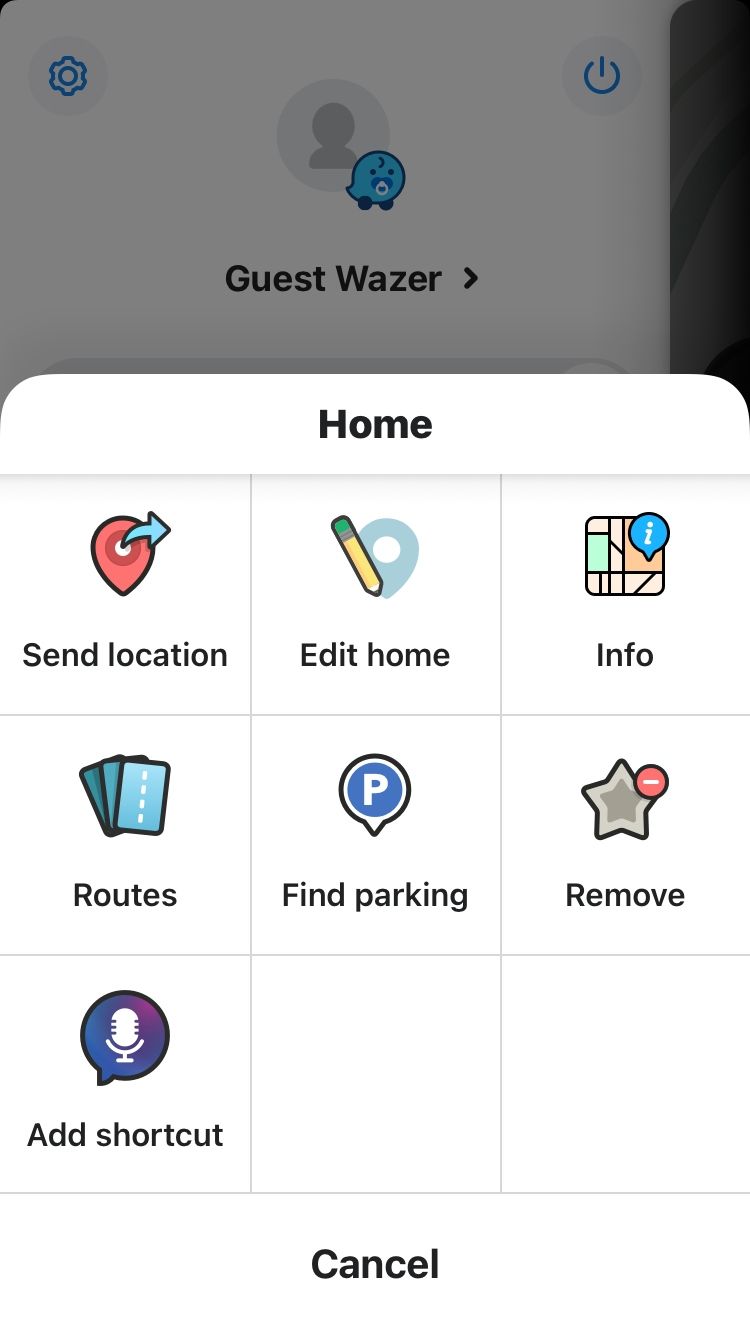Страница сохранённого адреса дома в Waze