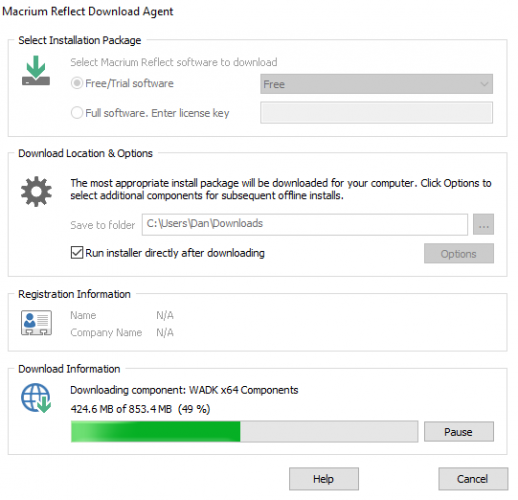 Окно установки Macrium Reflect с выбором Home Use
