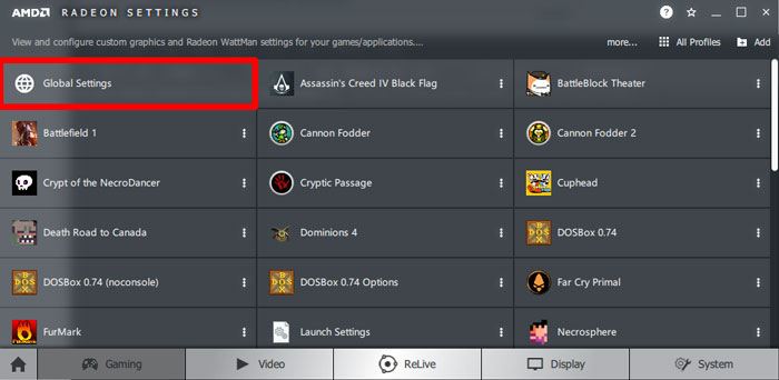 Настройки AMD Radeon — глобальные параметры графики