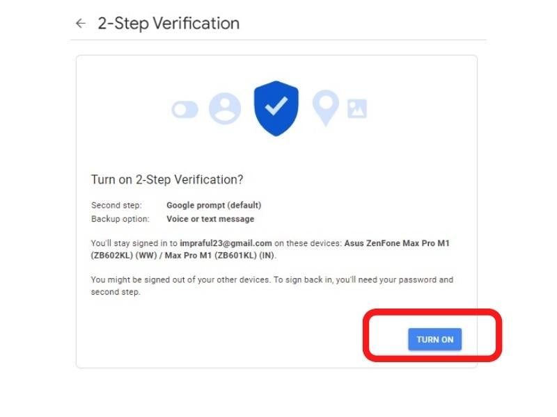 Включение двухэтапной проверки