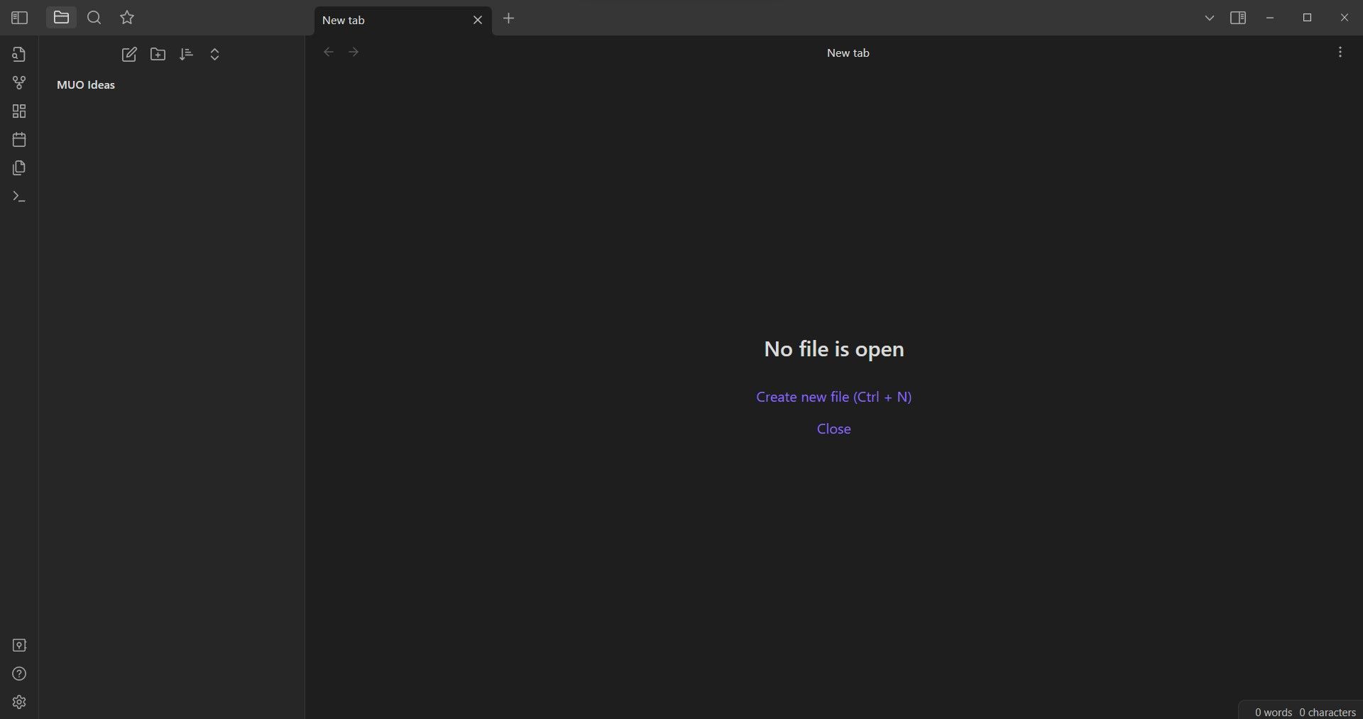 A new vault in Obsidian
