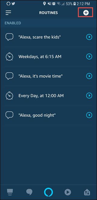 Экран создания новой рутины с кнопкой «+»