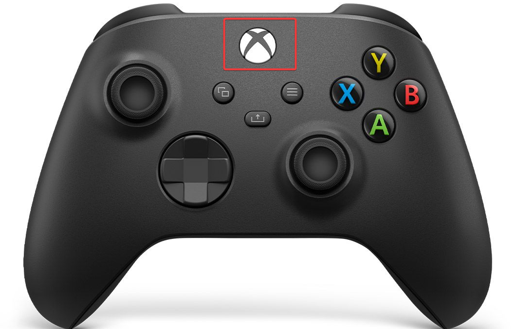 Кнопка Xbox в меню контроллера, открывает главное меню консоли