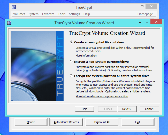 Интерфейс TrueCrypt: окно монтирования зашифрованного тома