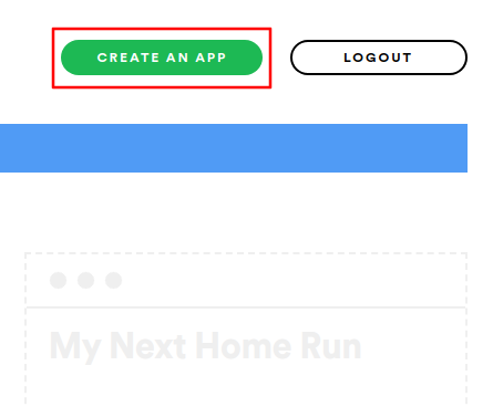 Нажмите кнопку «Create an App».
