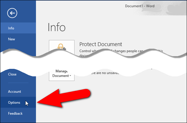 В меню Файл выберите Параметры