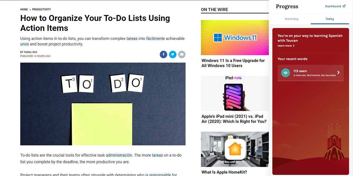 Checking learning progress on Toucan