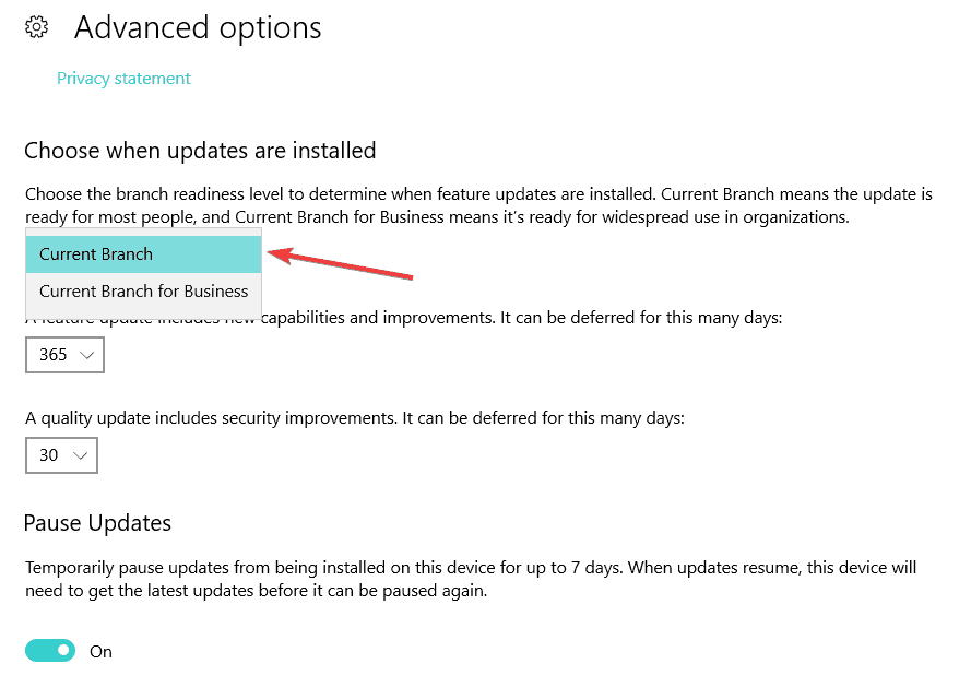 Выбор способа доставки обновлений и параметров канала