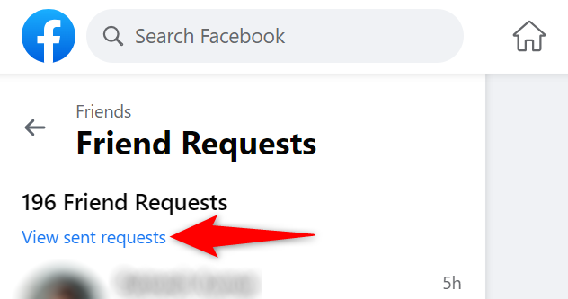 Выберите «Просмотреть отправленные запросы» на Facebook