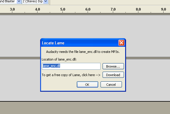 Диалог запроса lame_enc.dll при экспорте MP3
