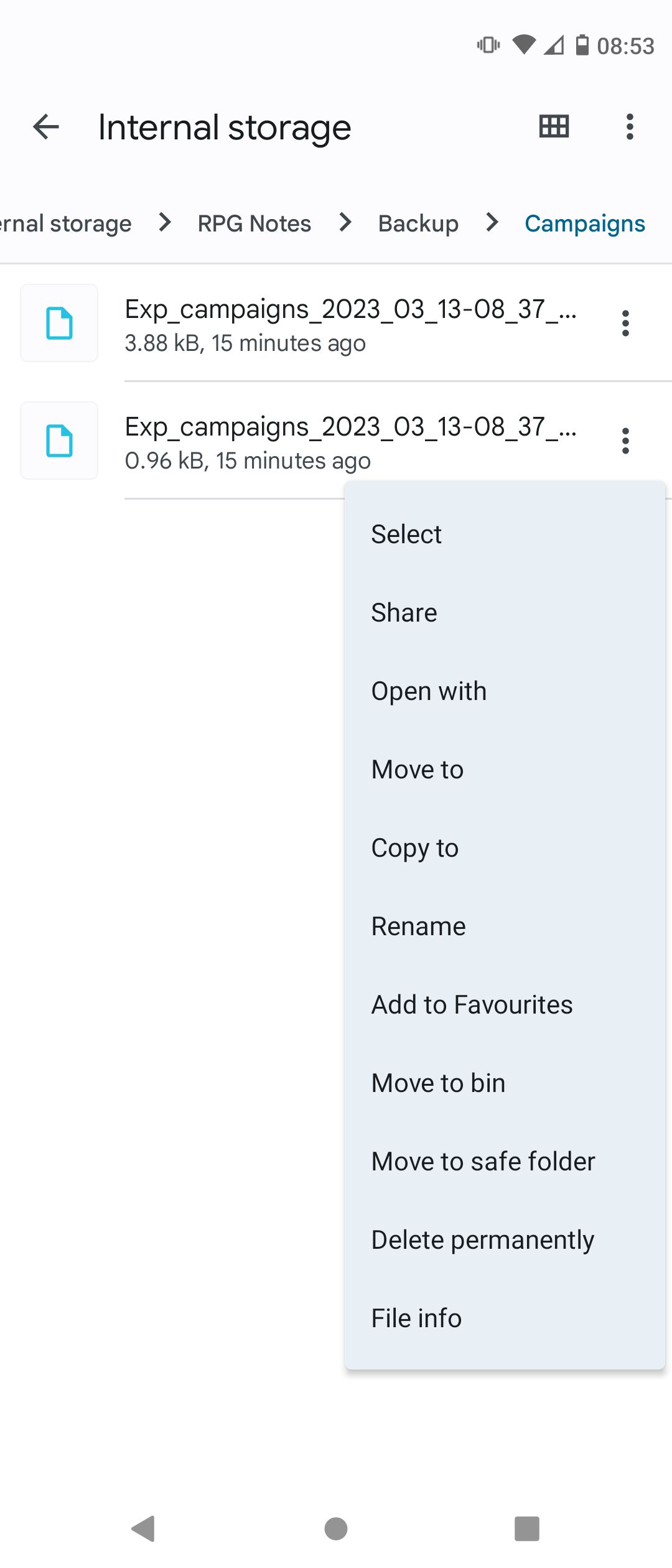 Отправка экспортированных файлов из внутренней памяти Android