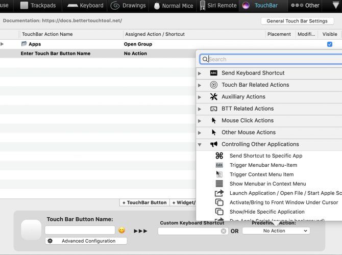 Создание действия для Touch Bar в BetterTouchTool