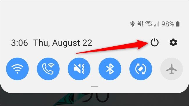 Кнопка питания в шторке уведомлений Galaxy Note10