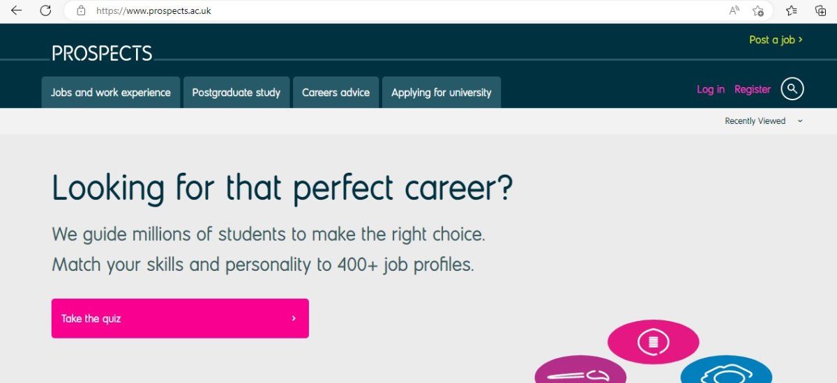 Country Code Top-Level Domain - .uk in www.prospects.ac.uk