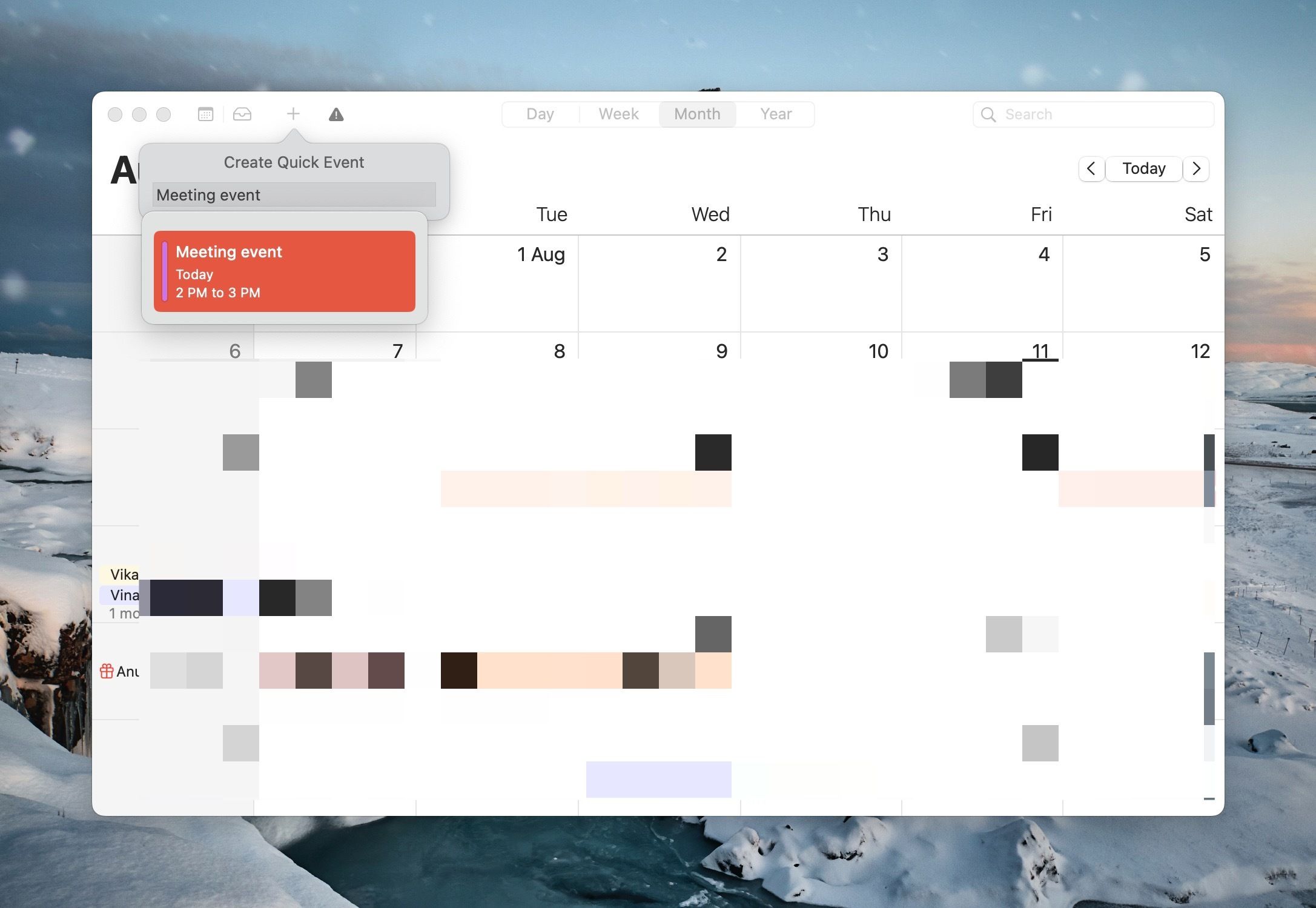 Баннер события в Календаре на Mac