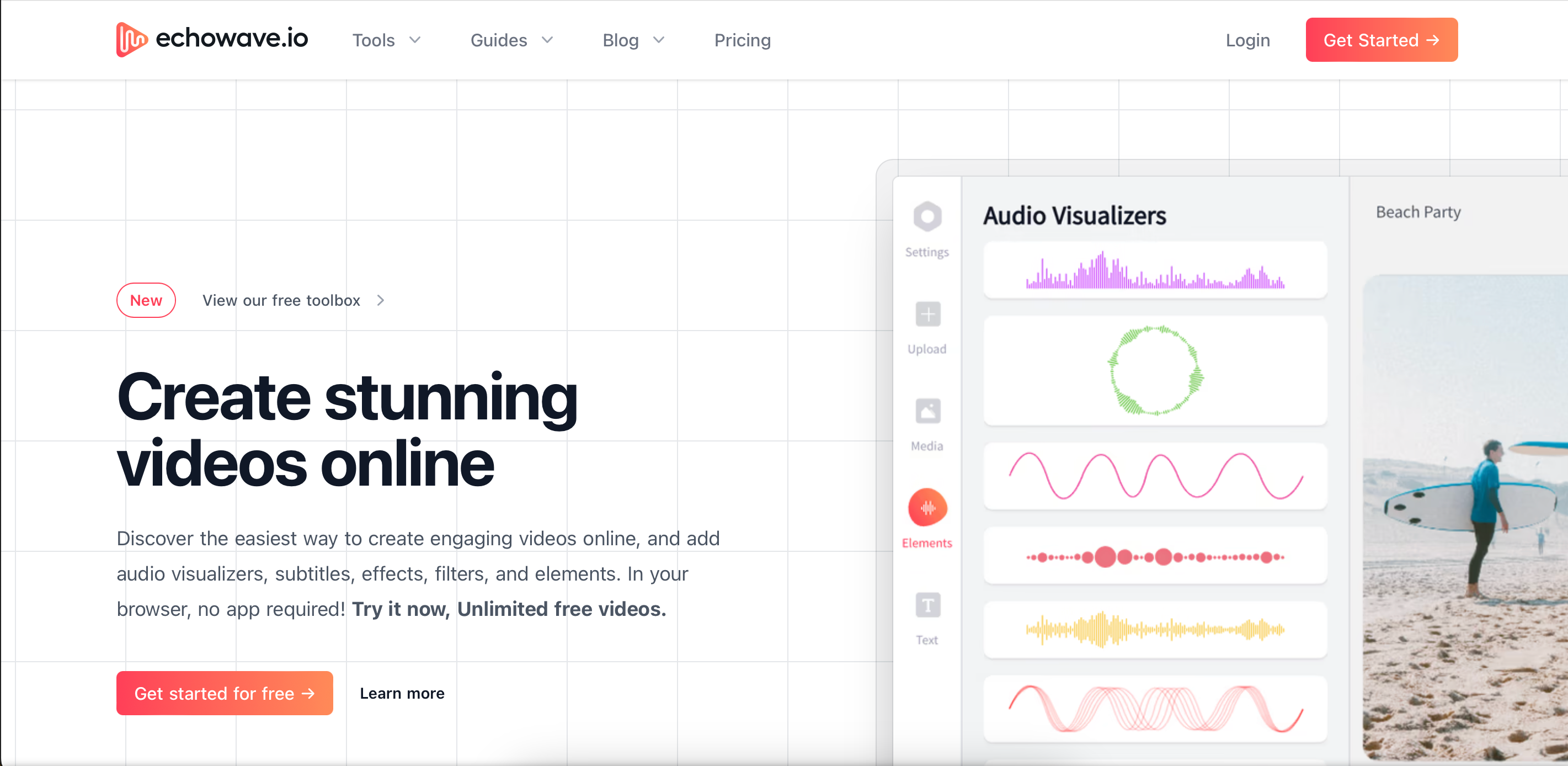 Кнопка Get Started в Echowave