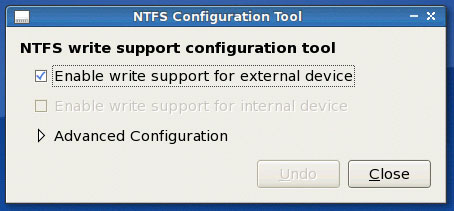 Параметры включения записи NTFS — включена опция для внешних устройств