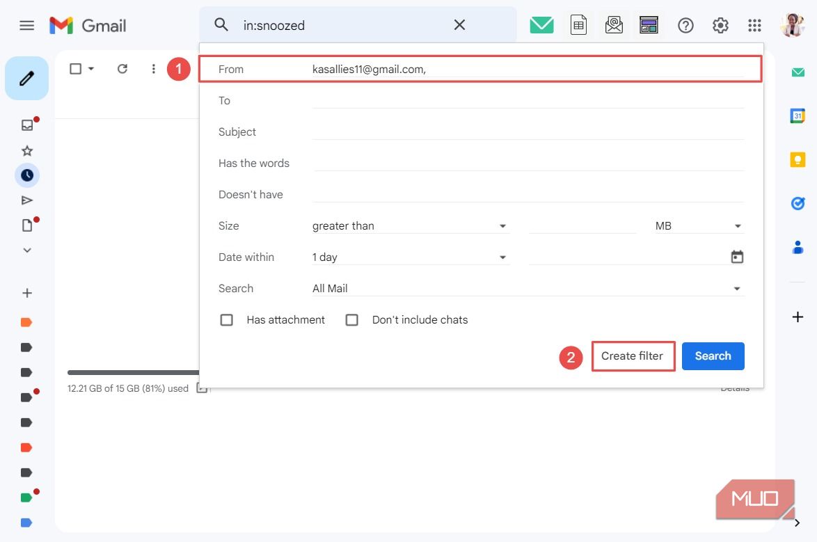 Создание фильтра в Gmail