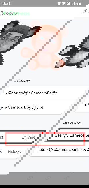 Cameos Selfie Snapchat Only Me Privacy