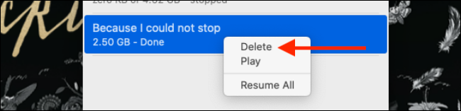 Удаление через контекстное меню на Mac