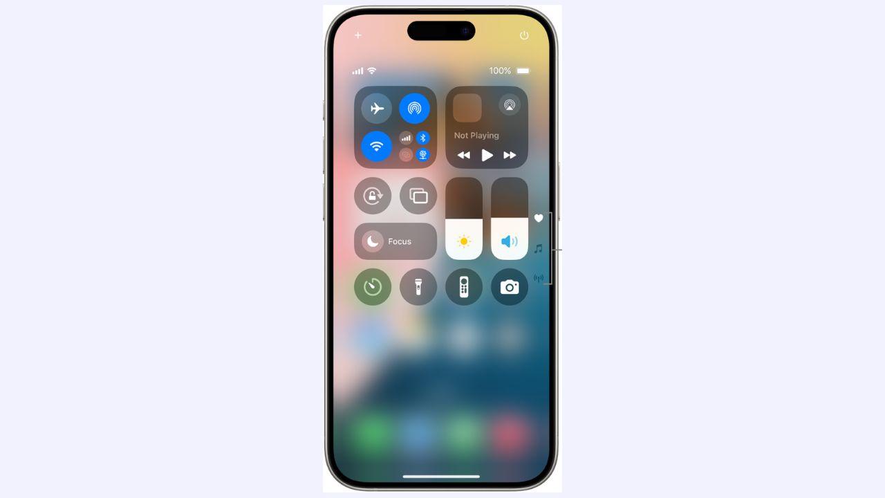 Captura del Centro de Control en iPhone mostrando opciones de video