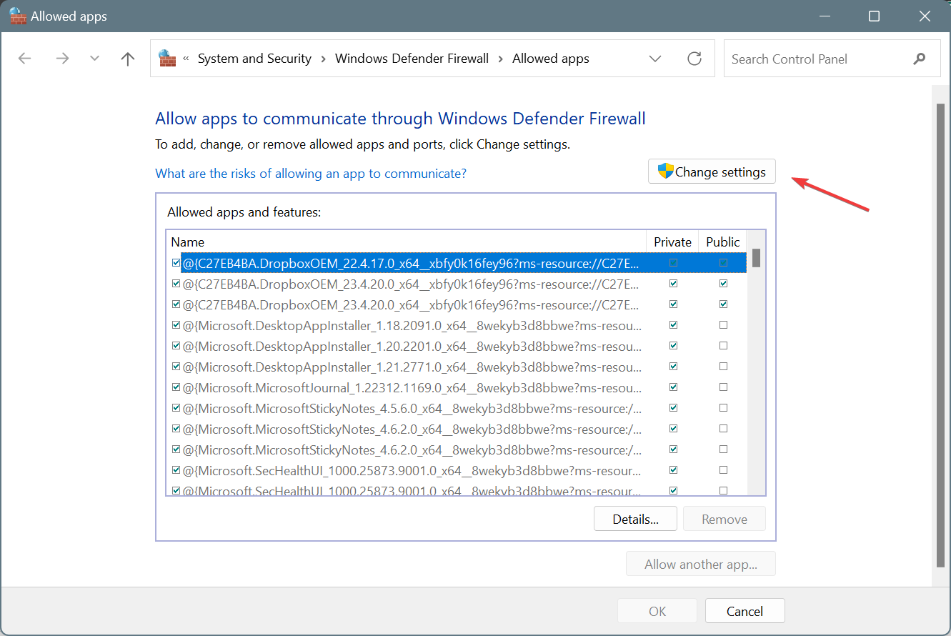 изменить параметры брандмауэра