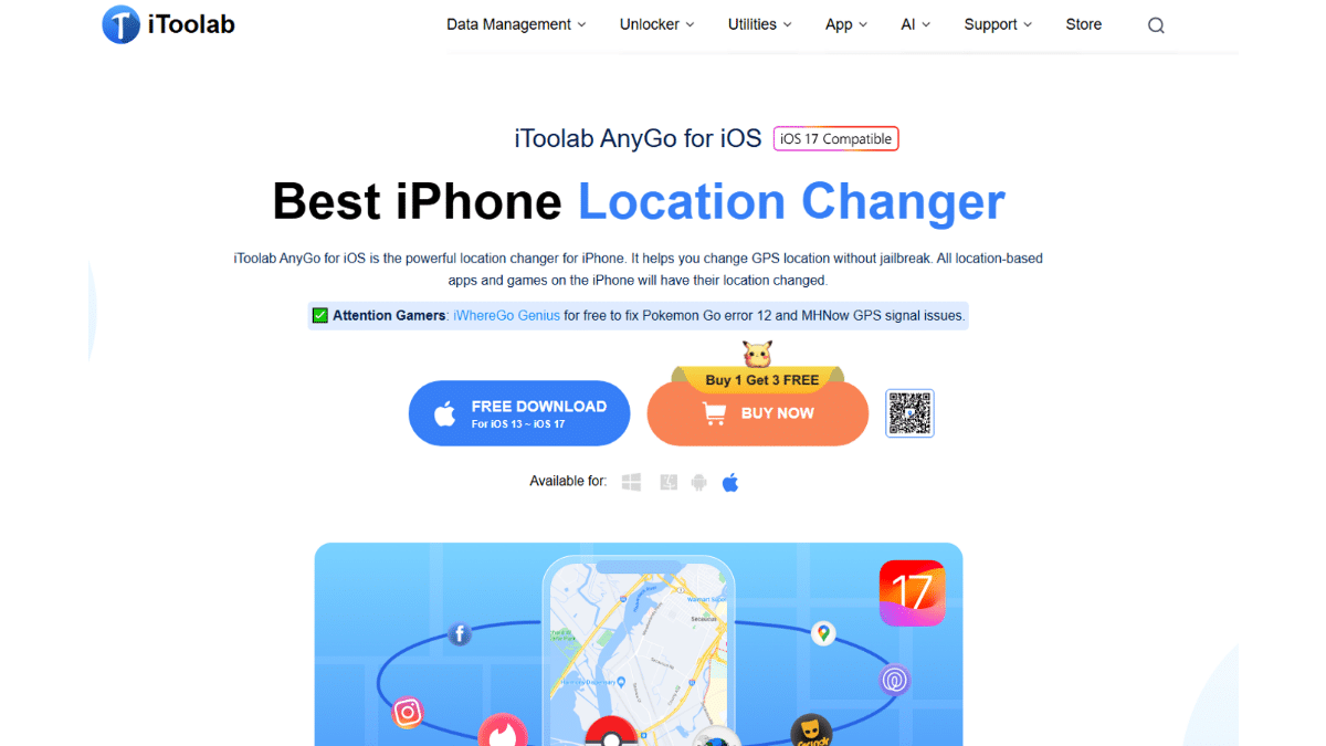 Изменить GPS на iPhone с iToolab AnyGo