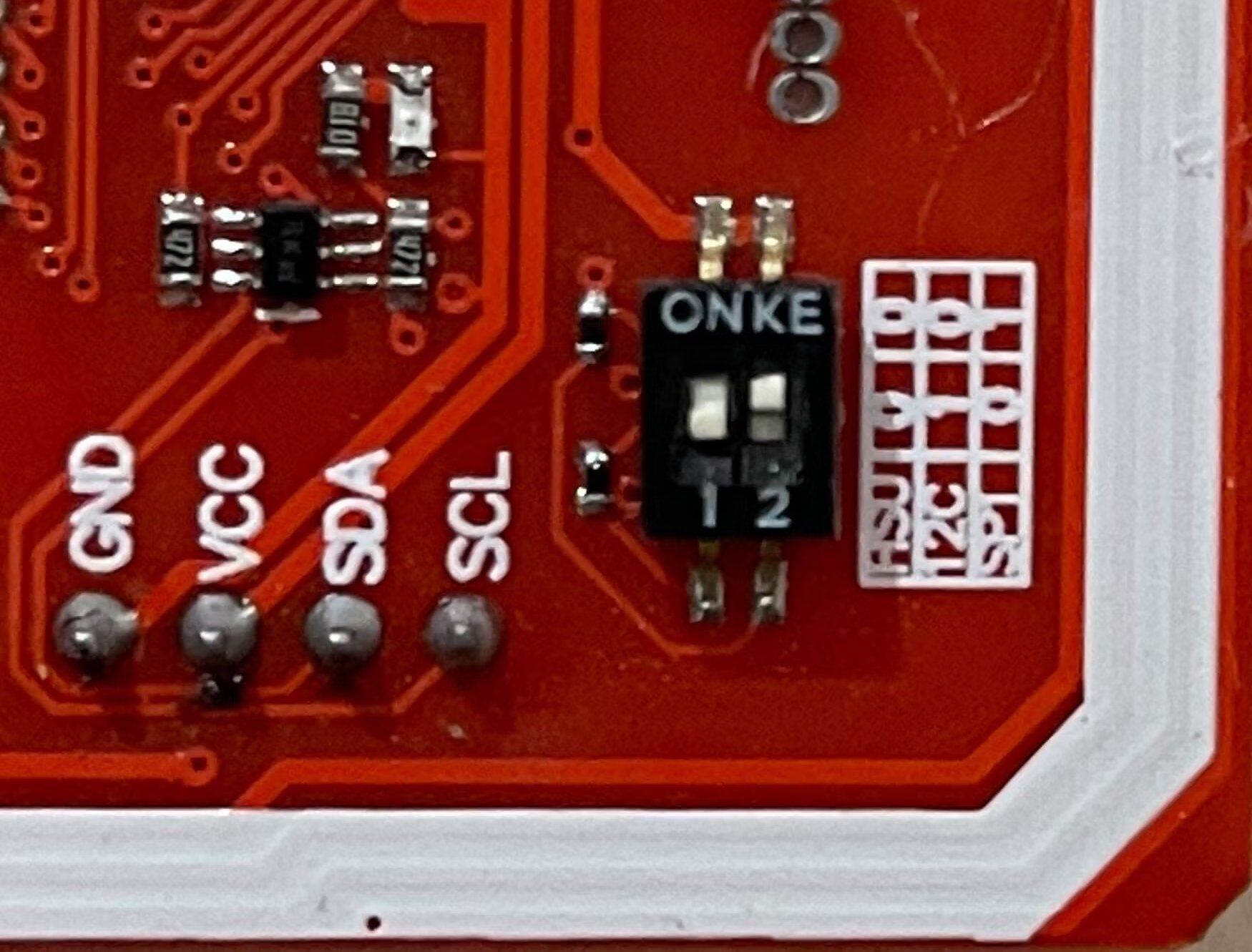 Включение SPI-режима на PN532 путём установки DIP-переключателей