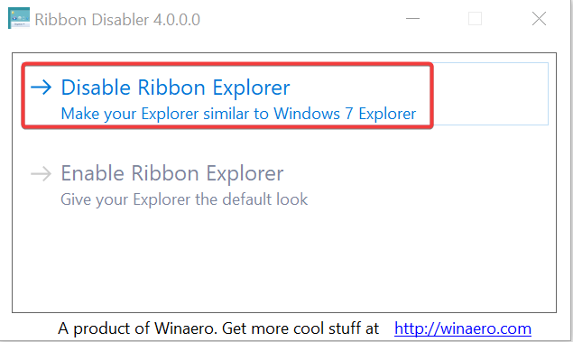 Опция Disable Ribbon Explorer в инсталляторе Ribbon Disabler