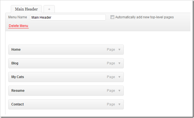 Список страниц для добавления в меню — чекбоксы