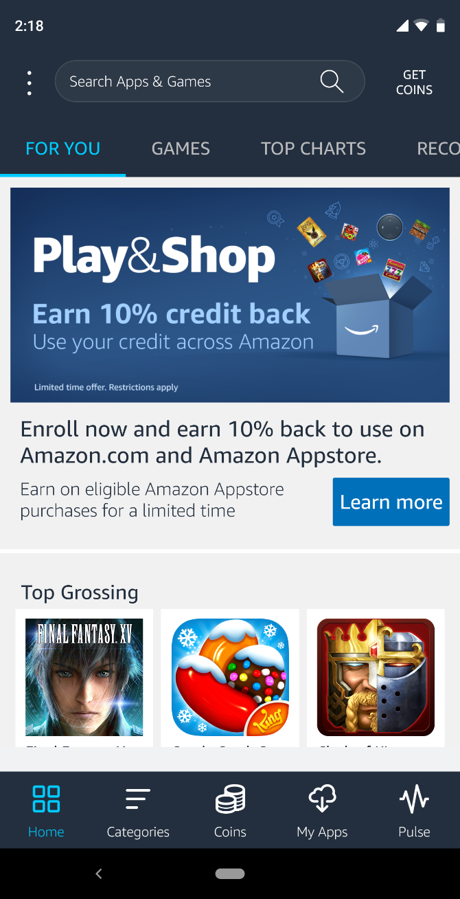 Главная страница Amazon Appstore