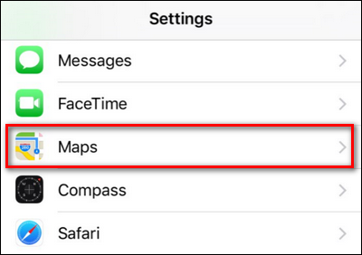 Скриншот настроек приложения Карты