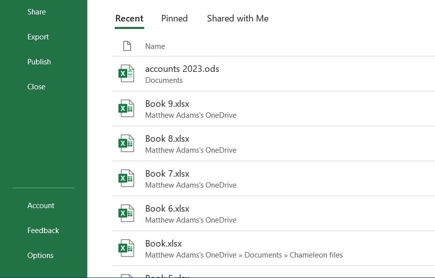 Вкладка Файл в Excel