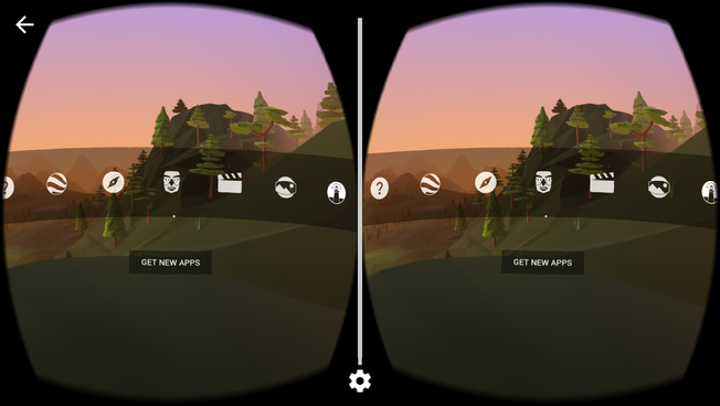 Главное меню Cardboard и каталог приложений