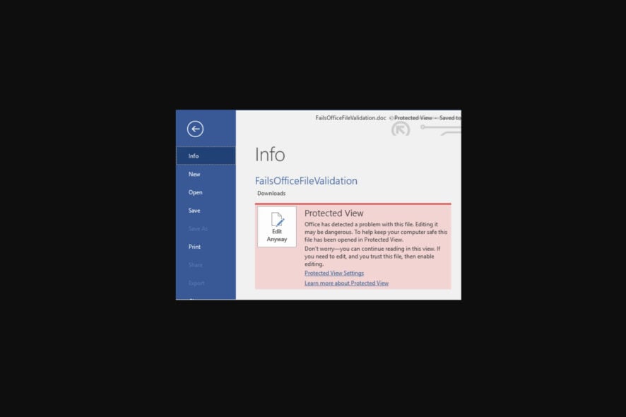 Отключить Protected View в Microsoft Word