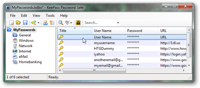 Пример импортированных записей; удалите запись-заголовок CSV