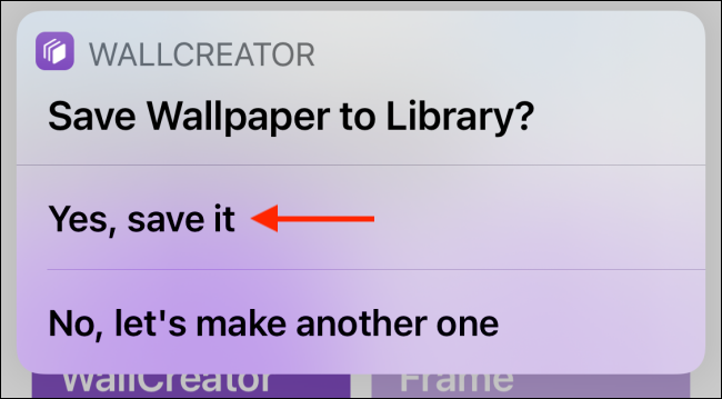 Выбор Yes Save It для сохранения обоев