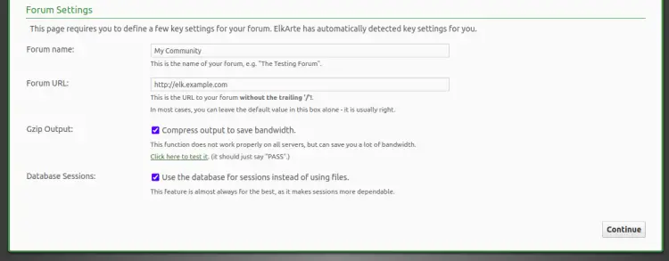 Страница настроек базового URL и названия форума