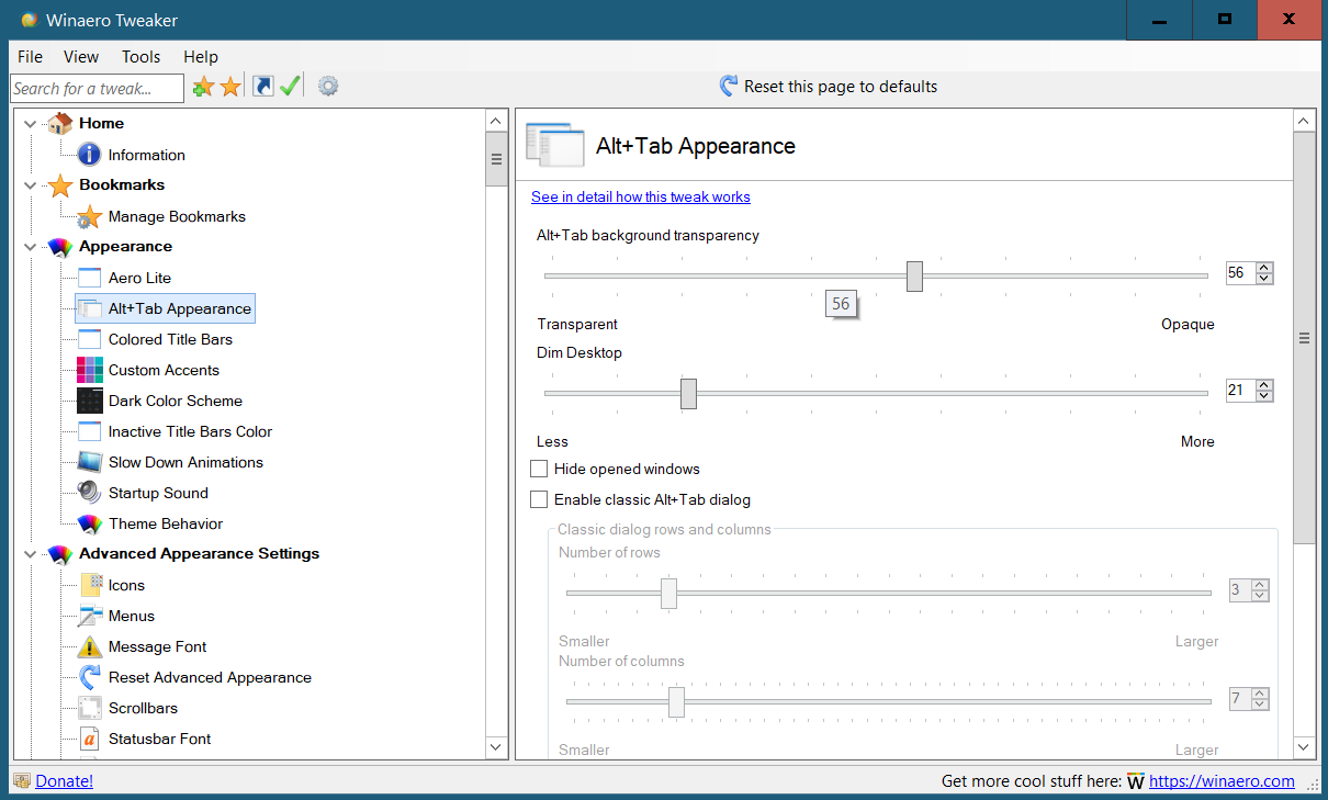 Aero Glass: настройки и эффект размытия