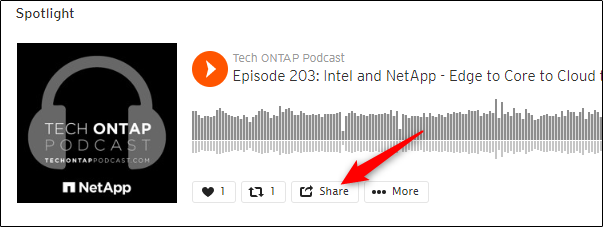 Кнопка «Поделиться» на SoundCloud