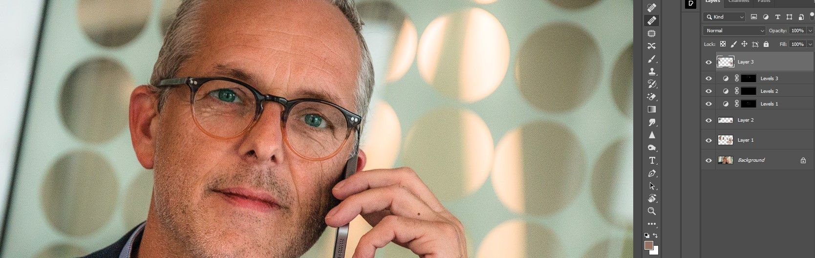 Финальная ретушь лечебной кистью на границе