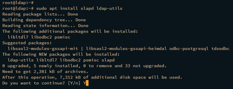 Установка пакета slapd и ldap-utils