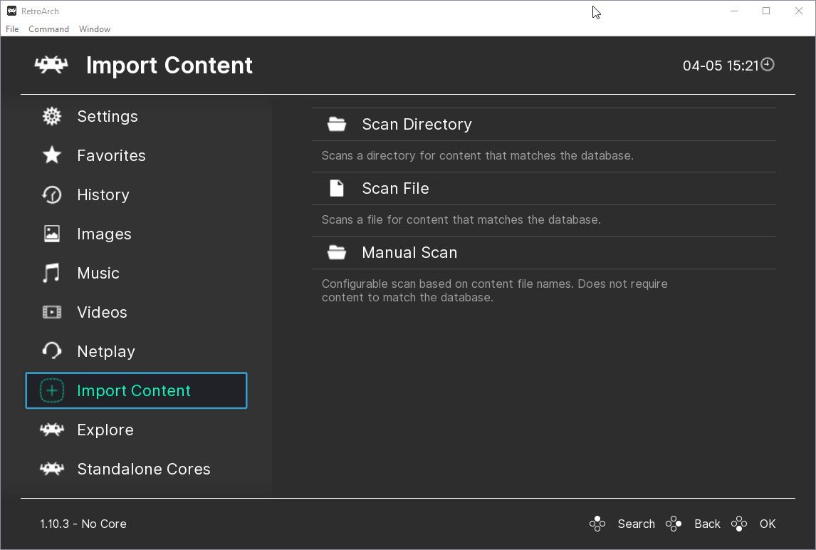 Импорт контента и сканирование папки