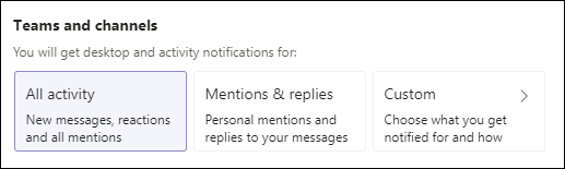 Опции для Команд и каналов