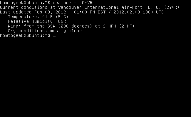 Запуск weather-util с кодом ICAO