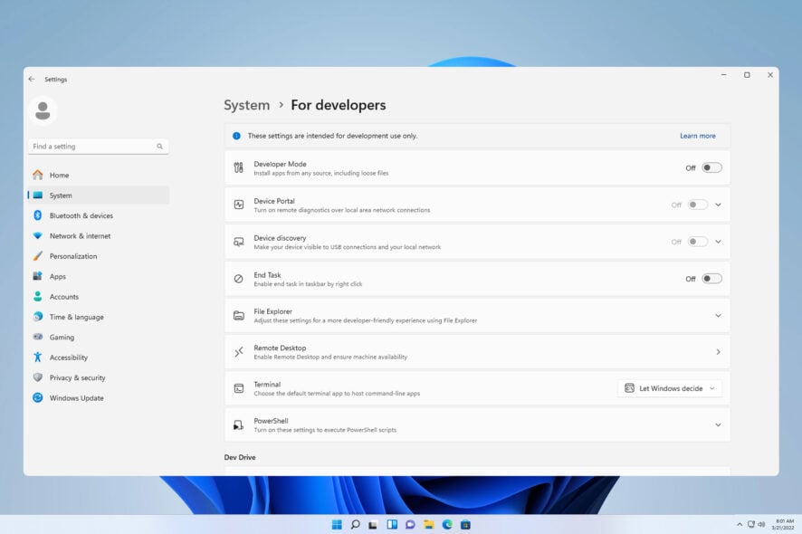Режим разработчика Windows 11 — включение и риски
